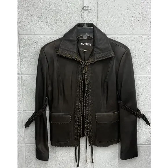 Vintage Mertillo Brown Leather Jacket (L)